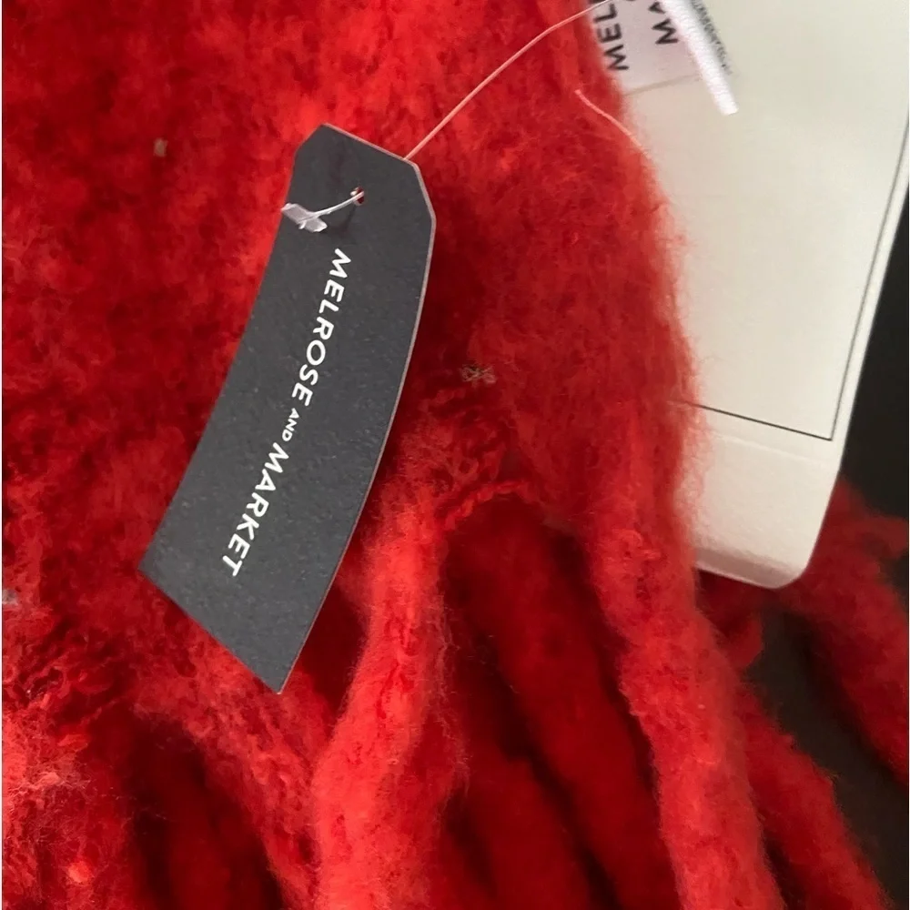 NWT Melrose & Market Fringe Oversized Scarf Shawl Red